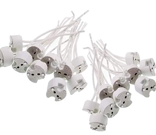 JZK 20pcs GU5.3 / MR16 Keramik Quarz Lampe Halter Buchse Licht Tasse Silikon Kabel für Halogenlampen, LED-Leuchten, weiß JZK 20pcs GU5.3 / MR16 Keramik Quarz Lampe Halter Buchse Licht Tasse Silikon Kabel für Halogenlampen, LED-Leuchten, weiß von JZK
