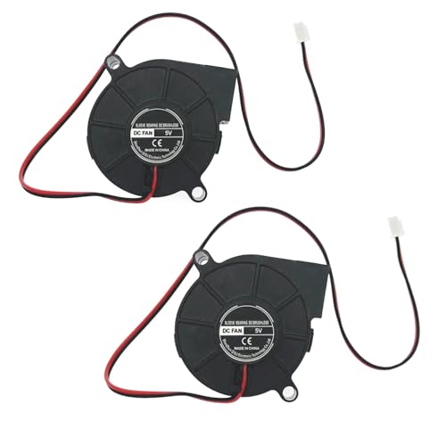 JZK 2stk 50x50x15 mm 5cm kleiner Gebläseventilator 5V DC 3D Druckergebläse Lüfter 5015 leiser Mini-Lüfter 5V Gehäuselüfter Gebläse für 3D-Drucker Bürstenloser DC Lüfter 50mm von JZK
