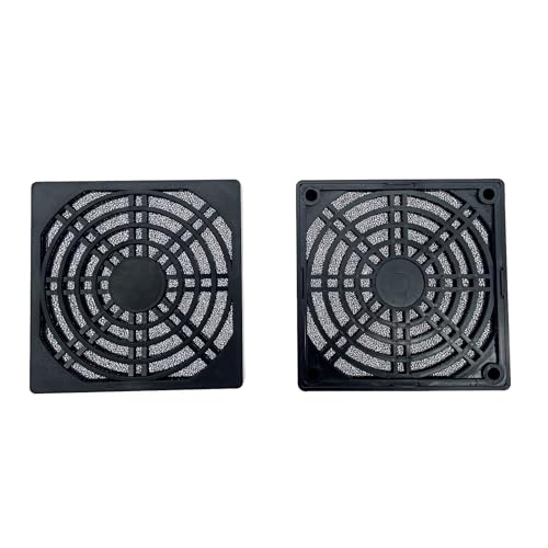 JZK 2x Kunststoff-PC-Lüftergitter mit Schaumstoffplatte innen für 80 x 80 mm Lüfter, 8 cm Gehäuselüfter-Staubfilter, 80 mm Kühllüfter-Filtergitter-Abdeckung, schwarzer quadratischer Lüftergitter-Schut von JZK