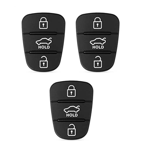 JZK 3 Stück 3 Tasten Auto-Tastatur-Ersatz, Gummi-Pad, kompatibel mit Hyundai Kia Schlüsselanhänger, Abdeckung für Auto-Fernbedienung, Silikon-Pad von JZK