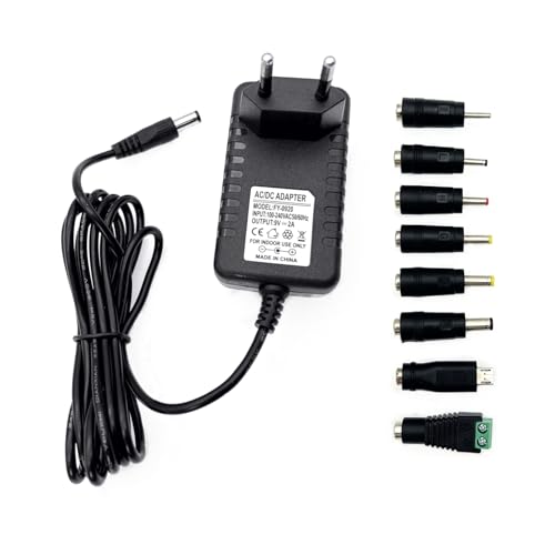 JZK 9V AC auf DC Adapter mit 8 DC Steckeradaptern, 9V 2A Netzteil, 9 Volt 2 Ampere DC Netzteil Ladekabel, AC-DC Adapter Wechselrichter Ladegerät Transformator für Drucker, CCTV-Kamera JZK 9V AC auf DC Adapter mit 8 DC Steckeradaptern, 9V 2A Netzteil, 9 Volt 2 Ampere DC Netzteil Ladekabel, AC-DC Adapter Wechselrichter Ladegerät Transformator für Drucker, CCTV-Kamera von JZK