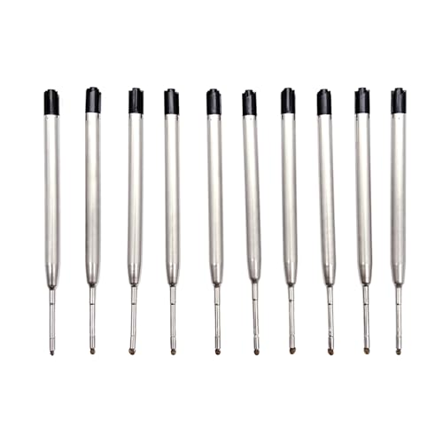 JZK Ersatz-Kugelschreiberminen aus Metall, mittlere Spitze, 1,0 mm, Schwarz, 10 Stück von JZK