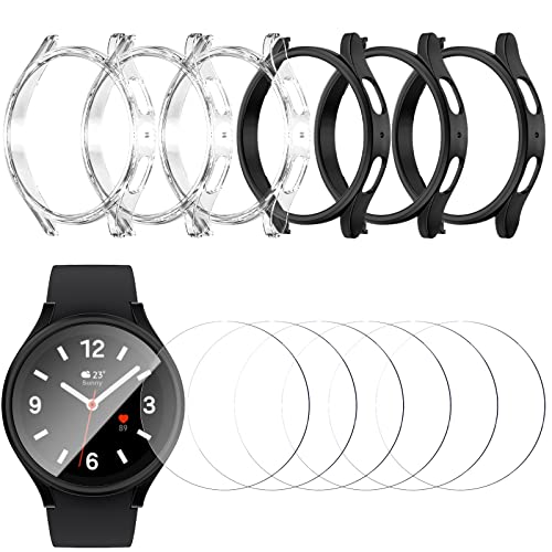 JZK Schutzhülle kompatibel mit Galaxy Watch 5 Galaxy Watch 4 40mm,【6+6 Stück】 Hart PC Schutz Hülle und 6 HD Gehärtetes Displayschutz Folie,Smartwatch Zubehör für Samsung Galaxy Watch 5 Watch 4 Hülle von JZK