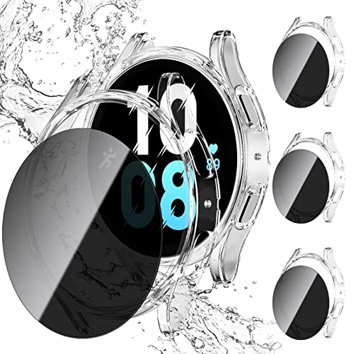 JZK Sichtschutz für Galaxy Watch 5 Galaxy Watch 4 40mm,【4+4 Stück】 4 Anti Spy Panzerglas und 4 Hart PC Schutzhülle,Smartwatch Zubehör für Samsung Watch 5 Samsung Watch 4 Hülle Herren und Damen von JZK