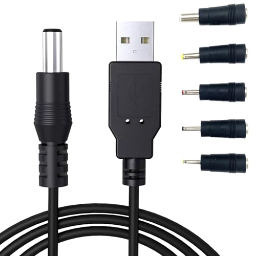 JZK USB-zu-DC-Stromkabel, 1 m USB-Ladekabel mit 5.5 x 2.1 mm Stecker-Netzkabeladapter, mit Hohlstecker 2.5 x 0.7 mm, 3.5 x 1.35 mm, 4.0 x 1.7 mm, 5.5 x 2.5 mm, 3.0 x 1.0 mm JZK USB-zu-DC-Stromkabel, 1 m USB-Ladekabel mit 5.5 x 2.1 mm Stecker-Netzkabeladapter, mit Hohlstecker 2.5 x 0.7 mm, 3.5 x 1.35 mm, 4.0 x 1.7 mm, 5.5 x 2.5 mm, 3.0 x 1.0 mm von JZK