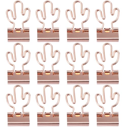 12pcs Cactus rosariode Gold -Metall -Bindemittel -Clips Süßes Papierklamm von JZLEJC