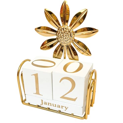 Hölzerne Perpetual Desk Kalender 3D Sonnenblumenmonat Datum Display Blöcke für Zuhause, Bürodekoration von JZLEJC
