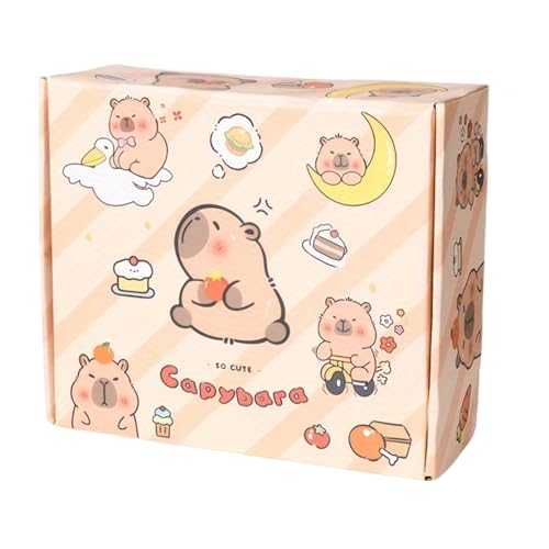 JZLEJC Capybara Pencil Fall, Schulmaterial mit Notebook, Notizblock, Aufkleber, Brosche, Radiergummi, Herrscher, kleiner Puppe, Bleistiftspitzer von JZLEJC