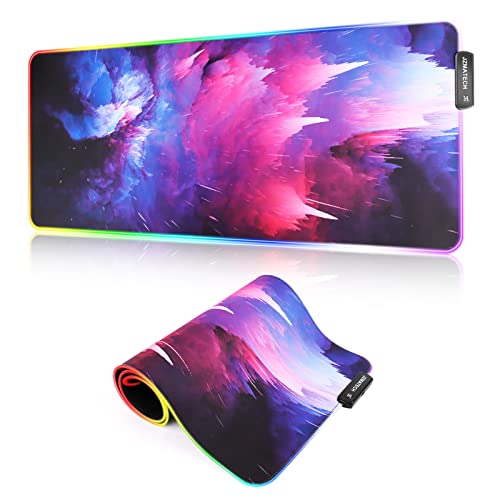 JZMATECH Gaming Mauspad-800x300mm RGB Mauspad Gaming-XXL Mousepad Groß-14 Beleuchtungs Modi, 7 LED Farben-Wasserdicht & Rtschfest (Graffiti Lila) von JZMATECH