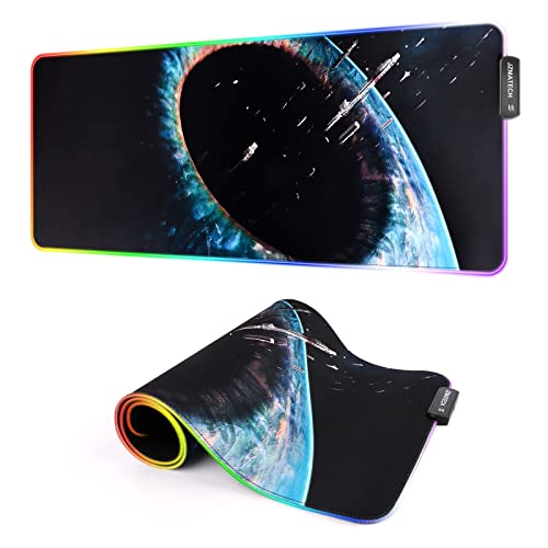 JZMATECH Gaming Mauspad-800x300mm RGB Mauspad Gaming-XXL Mousepad Groß-14 Beleuchtungs Modi, 7 LED Farben-Wasserdicht & Rtschfest (Schwarzes Loch) von JZMATECH