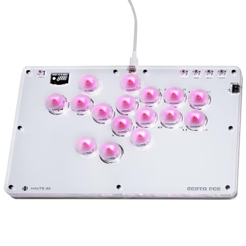 Arcade Stick, T16 All Button Arcade Controller mit Turbo und benutzerdefiniertem RGB, Arcade Fight Stick Gaming-Tastatur für Switch/PC/PS4/PS3, unterstützt Hot-Swap und SOCD von JZW-Shop