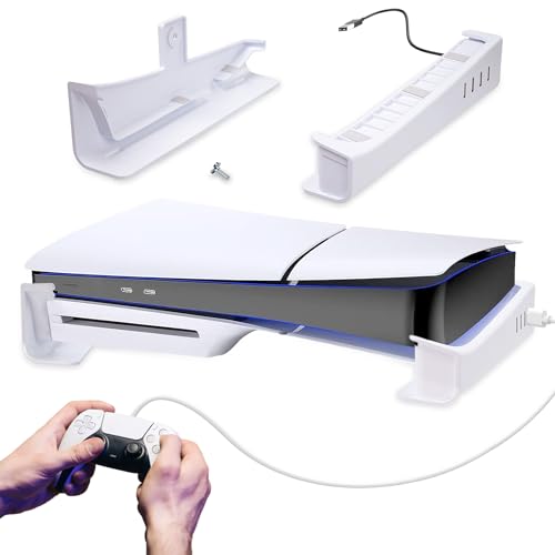 Horizontal Ständer Kompatibel mit PS5 Slim Konsole mit erweitertem USB-Anschluss, Horizontaler Standfuß Zubehör für PS5 Slim von JZW-Shop