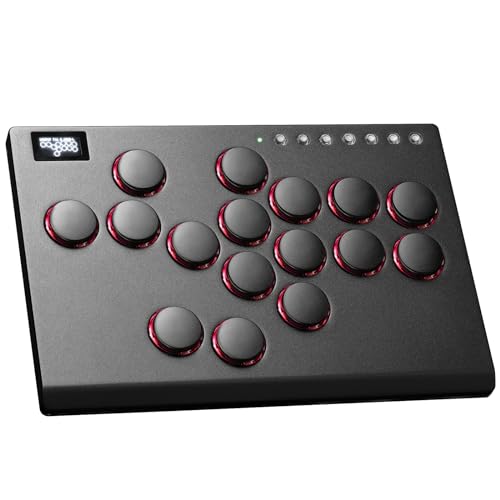 JZW-Shop Arcade Stick, M16 Tasten Arcade Controller für Switch, PC, PS4, PS3, Steam Deck, Arcade Fight Stick Joystick mit Turbo und benutzerdefiniertem RGB, unterstützt Hot-Swap und SOCD (M16-EU) von JZW-Shop