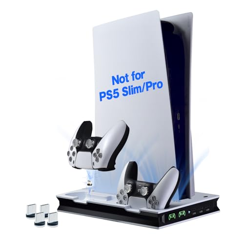 GZW-Shop PS5 Ständer mit 2-Lüfter und Fast PS5 Controller Ladestation,Standfuß für PS5 Disc/Digital Edition, Lüfter/PS5 Controller Ladestation/3 zusätzliche USB-Anschlüsse,schwarz GZW-Shop PS5 Ständer mit 2-Lüfter und Fast PS5 Controller Ladestation,Standfuß für PS5 Disc/Digital Edition, Lüfter/PS5 Controller Ladestation/3 zusätzliche USB-Anschlüsse,schwarz von JZW-Shop