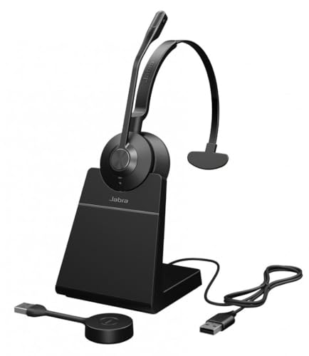 Engage 55 SE Mono Headset MS, Link 400a DECT Adapter USB-A, Engage 55 SE Deskstand, 1,2 m USB-C auf USB-A Kabel, Tragetasche, Garantie und Warnung (Sicherheitsbroschüren) von Jabra