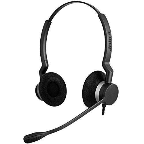 Jabra Biz 2300 USB-A MS On-Ear Stereo Headset - Skype for Business zertifizierte Kabel-Kopfhörer mit Geräuschunterdrückung und Bedieneinheit für Softphones und Tischtelefone, Schwarz von Jabra
