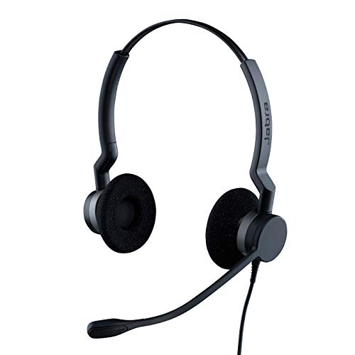 Jabra Biz 2300 USB-A MS On-Ear Stereo Headset - Skype for Business zertifizierte Kabel-Kopfhörer mit Geräuschunterdrückung und Bedieneinheit für Softphones und Tischtelefone, Schwarz von Jabra