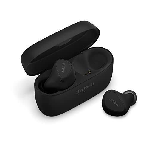 Jabra Elite 5 In-Ear-Bluetooth-Kopfhörer mit Hybrid-Aktive-Geräuschunterdrückung (ANC), 6 integrierten Mikrofonen, 6-mm-Lautsprecher - Hergestellt für iPhone - Schwarz - Amazon exklusiv von Jabra