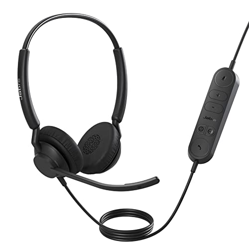 Jabra Engage 40 kabelgebundenes Stereo-Headset mit Inline Anrufsteuerung, geräuschunterdrückender 2-Mic-Technologie und USB-C-Kabel - mit allen führenden UC-Plattformen wie Zoom kompatibel - schwarz von Jabra