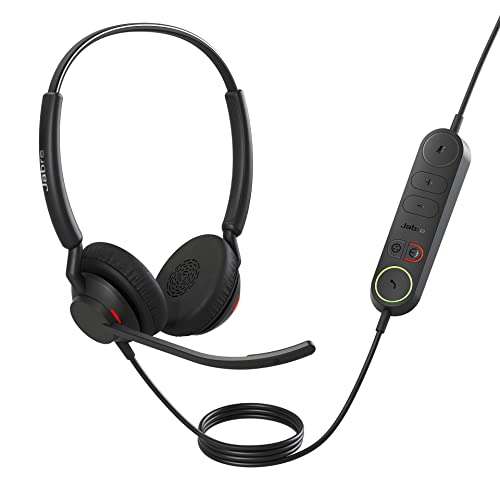 Jabra Engage 40 kabelgebundenes Stereo-Headset mit Inline Anrufsteuerung, geräuschunterdrückender 2-Mic-Technologie und USB-C-Kabel - mit allen führenden UC-Plattformen wie Zoom kompatibel - schwarz von Jabra