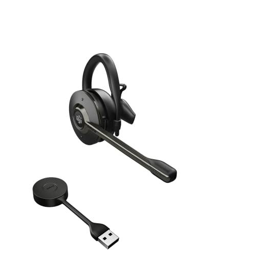 Jabra Engage 55 Schnurloses, Convertibles Headset mit EarHook, Kopf- und Nackenbügel und Link 400 USB-A DECT-Adapter - Mikrofon mit Geräuschunterdrückung - Für MS Teams zertifiziert - Schwarz von Jabra