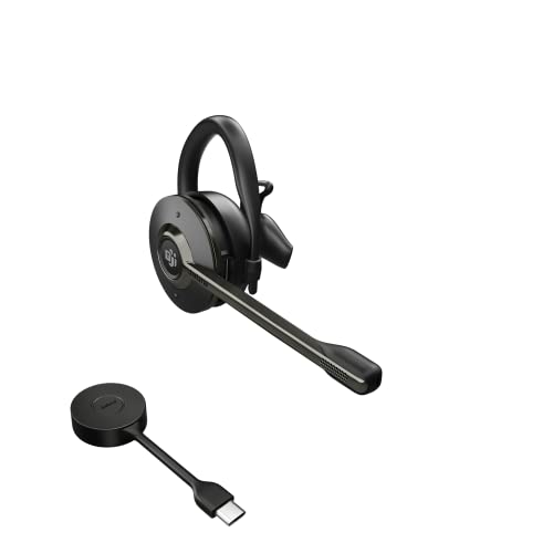 Jabra Engage 55 Schnurloses, Convertibles Headset mit EarHook, Kopf- und Nackenbügel und Link 400 USB-C DECT-Adapter - Mikrofon mit Geräuschunterdrückung - Für MS Teams Zertifiziert - Schwarz von Jabra