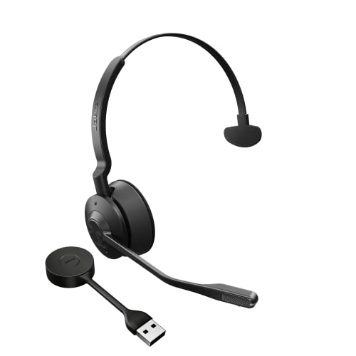 Jabra Engage 55 Schnurloses Mono Headset mit Link 400 USB-A DECT-Adapter - Mikrofon mit Geräuschunterdrückung, umfangreiche Reichweite - Für Google Meet und Zoom zertifiziert - Schwarz von Jabra