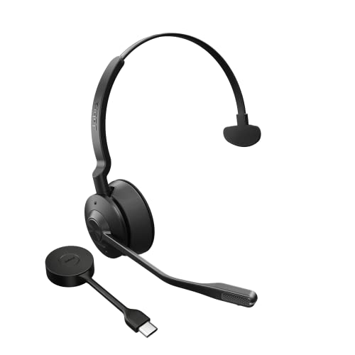 Jabra Engage 55 Schnurloses Mono Headset mit Link 400 USB-C DECT-Adapter - Mikrofon mit Geräuschunterdrückung, umfangreiche Reichweite - Für Google Meet und Zoom zertifiziert - Schwarz von Jabra