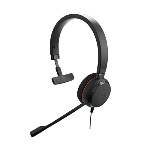 Jabra Evolve 20 SE Mono Headset – Microsoft Teams zertifizierte Kopfhörer für VoIP Softphone mit passivem Noise-Cancelling – USB-A Kabel mit Anrufsteuerung – schwarz von Jabra