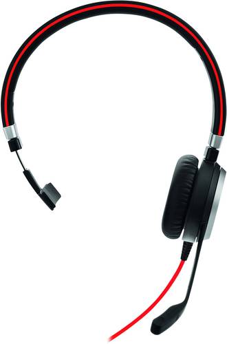 Jabra Evolve 40 MS Mono Telefon On Ear Headset kabelgebunden Stereo Schwarz, Rot Noise Cancelling Mi von Jabra