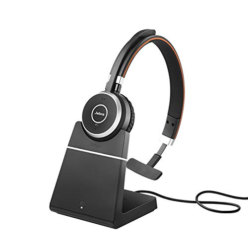 Jabra Evolve 65 SE Schnurloses Mono-Headset - Bluetooth-Headset mit Mikrofon mit Geräuschunterdrückung, langlebigem Akku und Ladestation - MS Teams zertifiziert - Schwarz von Jabra