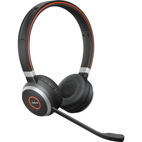 Jabra Evolve 65 SE Schnurloses Stereo-Headset - Bluetooth-Headset mit Mikrofon mit Geräuschunterdrückung, langlebigem Akku und Ladestation - MS Teams zertifiziert - Schwarz von Jabra