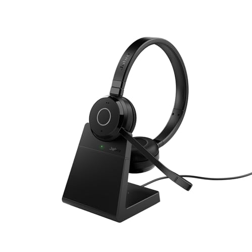 Jabra Evolve 65 TE kabellose Stereo-Kopfhörer, Unified Communications Zertifiziert, 12-Stunden-Akku, USB-A mit Ladestation - Schwarz von Jabra