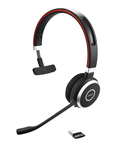 Jabra Evolve 65 Wireless Mono On-Ear Headset – Microsoft Certified Headphones With Long-Lasting Battery – USB Bluetooth Adapter – Black von Jabra