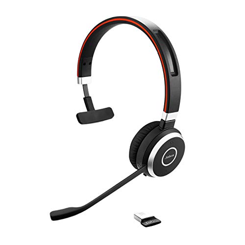 Jabra Evolve 65 Wireless Mono On-Ear Headset – Microsoft zertifizierte Kopfhörer mit Langer Akkulaufzeit – USB Bluetooth Adapter – Schwarz von Jabra
