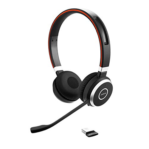 Jabra Evolve 65 Wireless Stereo On-Ear Headset – Microsoft Certified Headphones With Long-Lasting Battery – USB Bluetooth Adapter – Black von Jabra