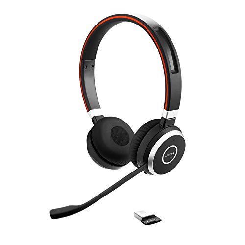 Jabra Evolve 65 Wireless Stereo On-Ear Headset – Microsoft zertifizierte Kopfhörer mit Langer Akkulaufzeit – USB Bluetooth Adapter – Schwarz von Jabra