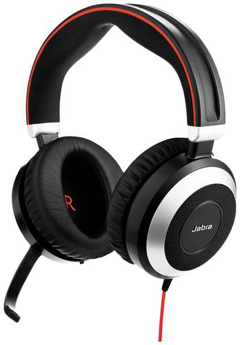 Jabra Evolve 80 Computer Over Ear Headset kabelgebunden Stereo Schwarz Noise Cancelling, Mikrofon-Ra von Jabra