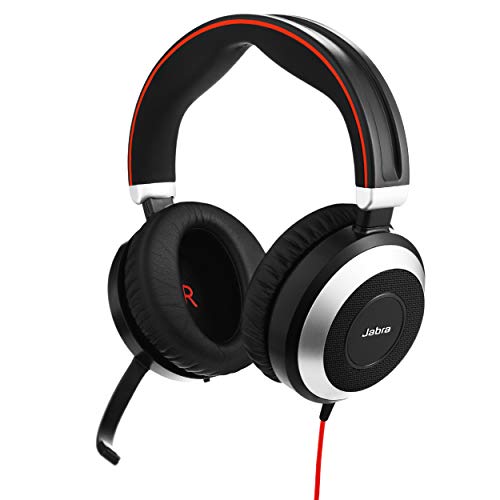 Jabra Evolve 80 UC Stereo Over-Ear Headset – Unified Communications zertifizierte Kopfhörer mit aktivem Noise-Cancelling – USB-A und 3,5 mm Klinke – Schwarz Jabra Evolve 80 UC Stereo Over-Ear Headset – Unified Communications zertifizierte Kopfhörer mit aktivem Noise-Cancelling – USB-A und 3,5 mm Klinke – Schwarz von Jabra
