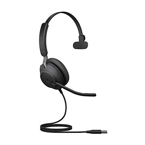Jabra Evolve2 40 PC Headset – Noise Cancelling Microsoft Teams Certified Mono Headphones With 3-Microphone Call Technology – USB-A Cable – Black von Jabra