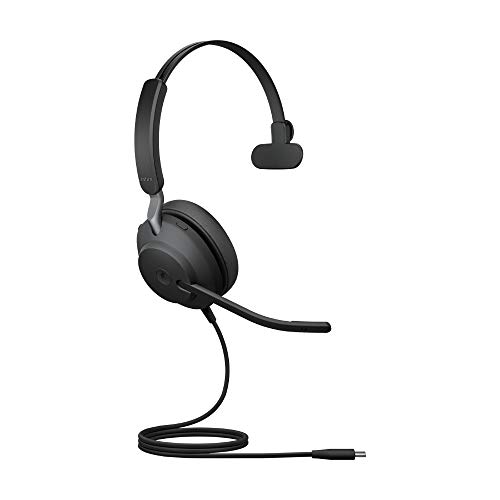 Jabra Evolve2 40 PC Headset – Noise Cancelling Microsoft Teams Certified Mono Headphones With 3-Microphone Call Technology – USB-C Cable – Black von Jabra