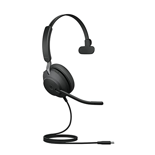 Jabra Evolve2 40 PC Headset – Noise Cancelling Microsoft Teams Certified Mono Headphones With 3-Microphone Call Technology – USB-C Cable – Black von Jabra