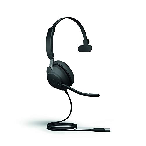 Jabra Evolve2 40 PC Headset – Noise Cancelling UC Certified Mono Headphones with 3-Microphone Call Technology – USB-A Cable – Black von Jabra