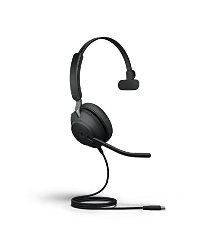 Jabra Evolve2 40 PC Headset – Noise Cancelling UC Certified Mono Headphones With 3-Microphone Call Technology – USB-C Cable – Black von Jabra