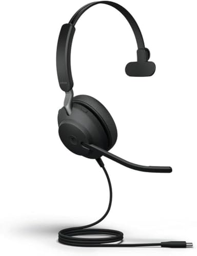 Jabra Evolve2 40 PC Headset – Noise Cancelling UC Certified Mono Headphones with 3-Microphone Call Technology – USB-C Cable – Black von Jabra