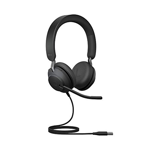 Jabra Evolve2 40 PC Headset – Noise Cancelling UC Certified Stereo Headphones With 3-Microphone Call Technology – USB-A Cable – Black von Jabra