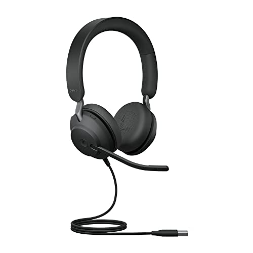 Jabra Evolve2 40 PC Headset – Noise Cancelling UC Certified Stereo Headphones With 3-Microphone Call Technology – USB-A Cable – Black von Jabra