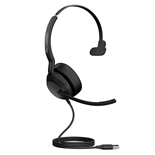 Jabra Evolve2 50 - Kabelgebundenes Mono-Headset Air Comfort - Mikrofone mit aktiver Geräuschunterdrückung (ANC) - für MS Teams Zertifiziert, mit Anderen Plattformen kompatibel - Schwarz von Jabra
