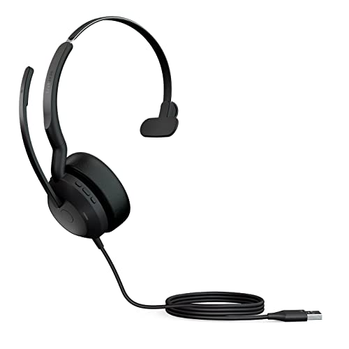 Jabra Evolve2 50 - Kabelgebundenes Mono-Headset Air Comfort - Mikrofone mit aktiver Geräuschunterdrückung (ANC) - kompatibel mit Allen UC-Plattformen wie Zoom und Google Meet - Schwarz von Jabra