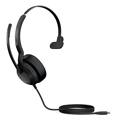 Jabra Evolve2 50 - Kabelgebundenes Mono-Headset Air Comfort - Mikrofone mit aktiver Geräuschunterdrückung (ANC) - kompatibel mit Allen UC-Plattformen wie Zoom und Google Meet - Schwarz von Jabra